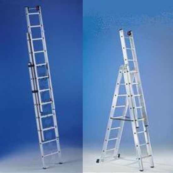 Svelt Euro E3 SCE30050, 3x16 gradini, 11.90 m - Scala telescopica in alluminio - Altezza stimata operativa 12.90 m