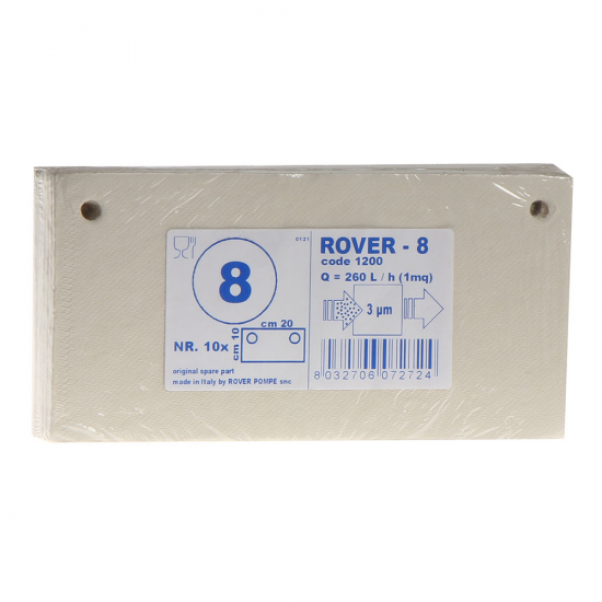 Tipo 8 - Cartoni filtranti Rover per pompe con filtro Pulcino - 20x10 cm - 10 pezzi