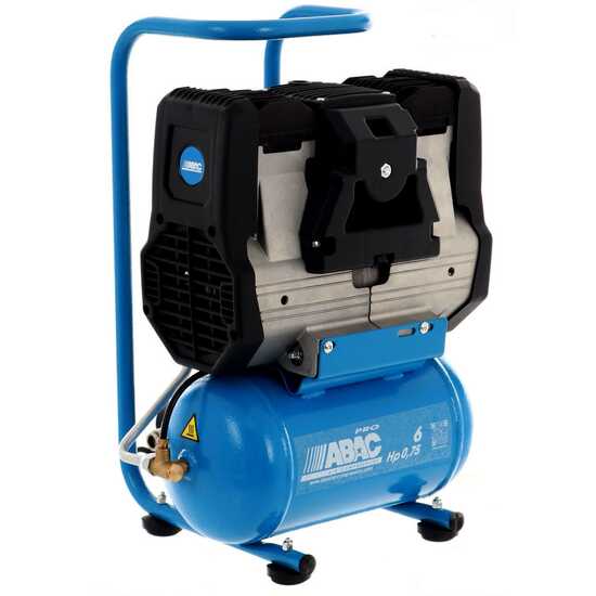 ABAC START SILENT OS7P - Compressore aria elettrico monofase silenziato, oil-less - Motore 0.75 HP - 6 lt