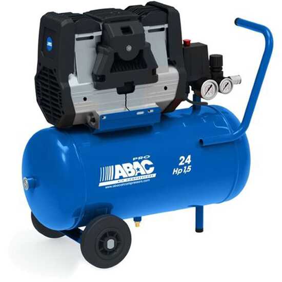 ABAC POLE POSITION OS15P - Compressore aria elettrico monofase silenziato, oil-less - Motore 1.5 HP - 24 lt