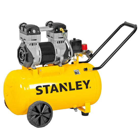 Stanley DST 240/8/50 - Compressore aria elettrico monofase silenziato, oil-less - Motore 2 HP - 50 lt