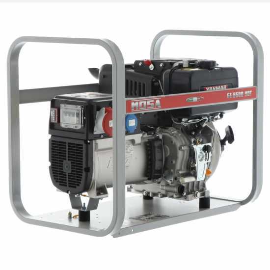 MOSA GE 6500 YDT - Generatore di corrente diesel 5.2 kW - Continua 4.6 kW Trifase - Motore Yanmar L 100 N