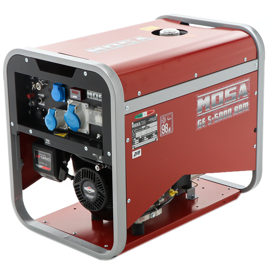MOSA GE S-5000 BBM AVR EAS - Generatore di corrente a benzina con scheda AVR e avv. elettrico 4.5 kW - Continua 3.6 kW Monofase - Motore B&S XR1450