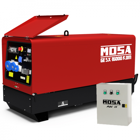 MOSA GE SX 16000 KDM - Generatore di corrente a diesel silenziato 14.4 kW - Continua 13.2 kW Monofase + ATS - Motore Kohler KDW1003