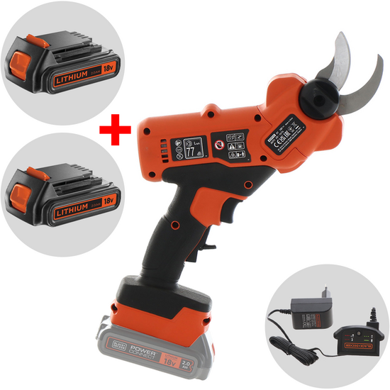 Black & Decker BCPP18D1-QW - Forbice elettrica da potatura 18V 2Ah + in omaggio batteria 18V 2Ah