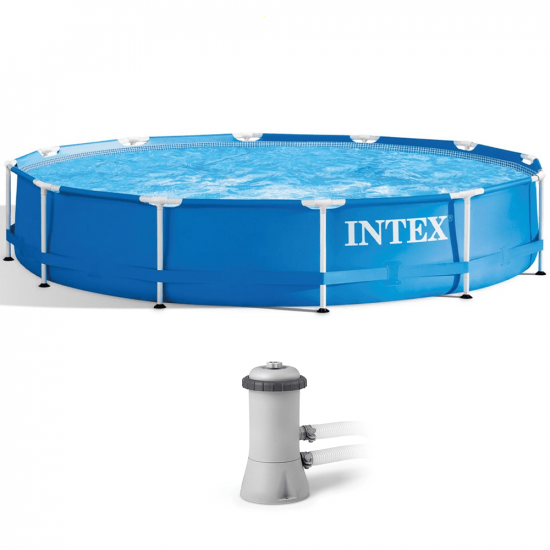 Intex Metal Frame 28212NP - &Oslash;366x76 cm - Piscina Rotonda + Pompa filtro 45 W
