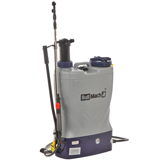 BullMach Pandora 16EM LA - Pompa irroratrice a spalla elettrica a batteria e manuale - 12V - 8Ah