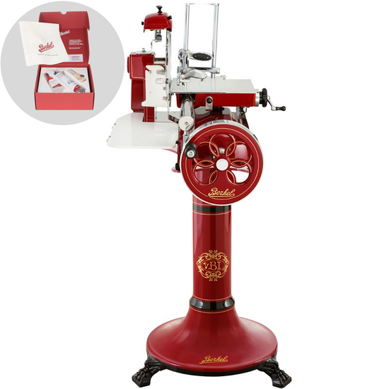 BERKEL B3 - Affettatrice a volano con piedistallo con lama in acciaio al cromo da 300 mm - Rossa