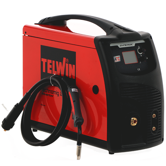 Telwin Technomig 215 Dual Synergic - Saldatrice Inverter Multiprocesso (MIG-MAG/FLUX/BRAZING/MMA/TIG LIFT), con display LCD - NO GAS