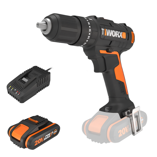 Worx WX370 - Trapano avvitatore a percussione a batteria - 20V/2Ah