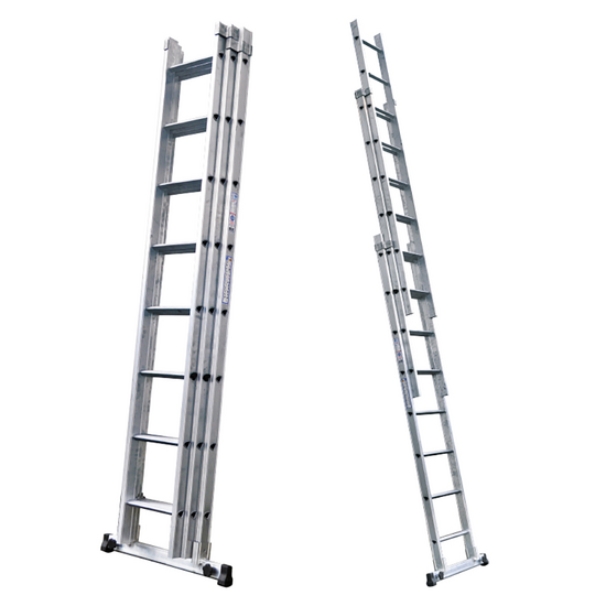 S.T.P. Tria 3TR A10100133405, 3x13 gradini, 10.05 m - Scala a sfilo in alluminio - Altezza stimata operativa 11.05 m