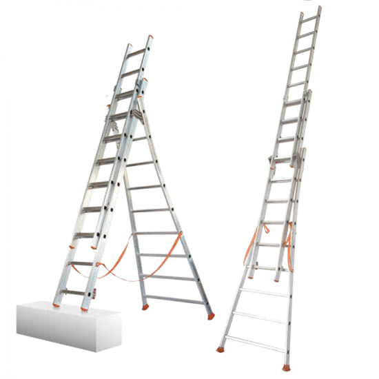 Facal Atlanta ATL290-3, 3x10 gradini, 6.54 m - Scala in alluminio - Altezza stimata operativa 6.95 m
