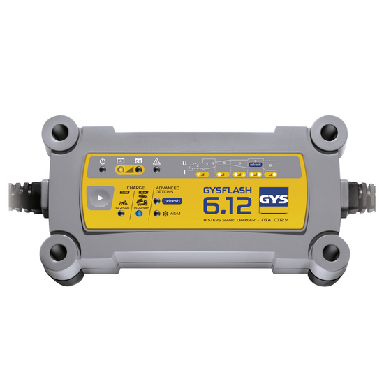 GYS Flash 6.12 - Caricabatterie e mantenitore di carica automatico - Batterie 12V da 1.2 a 125 ah