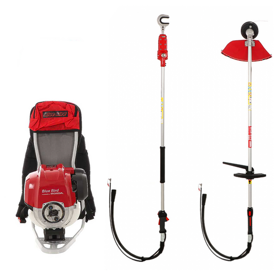 Blue Bird GX50 - Decespugliatore + Scuotitore con gancio a scoppio cm 280 motore a zaino Honda - Scuotiolive