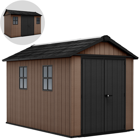 Keter Newton plus 7511/1175 - Casetta da giardino - Con porta doppia anta e finestre - 230x350x246 cm