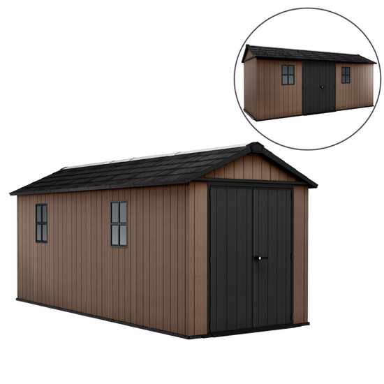 Keter Newton plus 7517/1775 - Casetta da giardino - Con porta doppia anta e finestre - 230x539x246 cm
