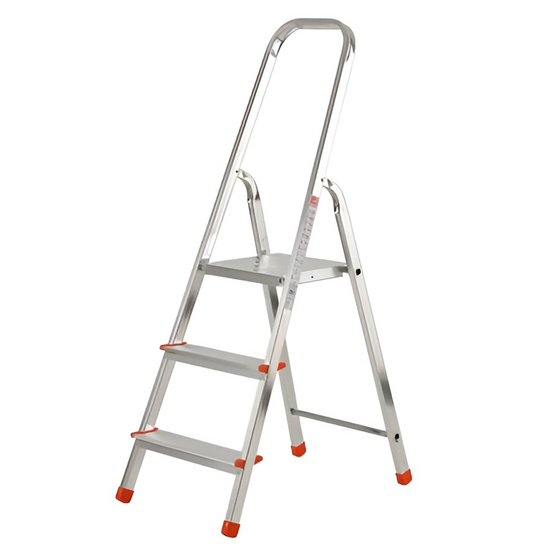 Gierre Scalamia AL130 , 3 gradini, 1.20 m - Scalandrino in alluminio con cavalletto - Altezza stimata operativa 2.49 m