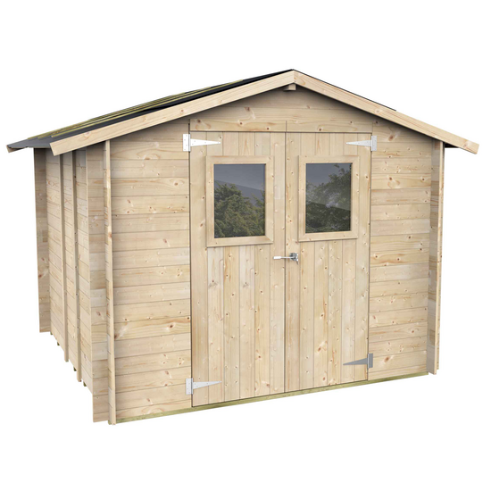 Alce Hobby 248x248 - Casetta da giardino in legno - Con finestre e porta a doppia anta - 248x248x217 cm