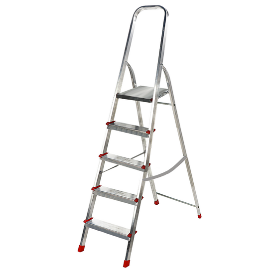 Scalandrino in alluminio con cavalletto Alice 5, 5 gradini, 1.71 m - Altezza stimata operativa 2.10 m