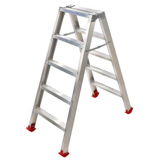 Scala in alluminio doppia 1031, 2x5 gradini, 1.20 m - Altezza stimata operativa 2.20 m