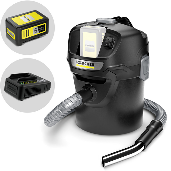 Karcher AD 2 Battery - Aspiracenere a bidone - Vano raccolta in metallo 14 lt - 18V/5,0Ah