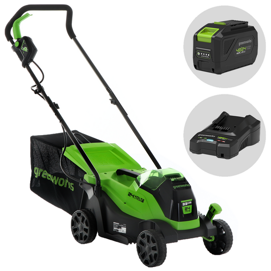 Greenworks GD24LM33 - Tagliaerba a batteria - 24V/8Ah - Taglio 33 cm