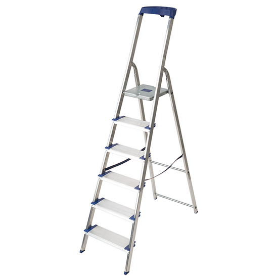 Facal Maxi GM/6M, 6 gradini, 1.88 m - Scalandrino in alluminio con cavalletto - Altezza stimata operativa 3.17 m