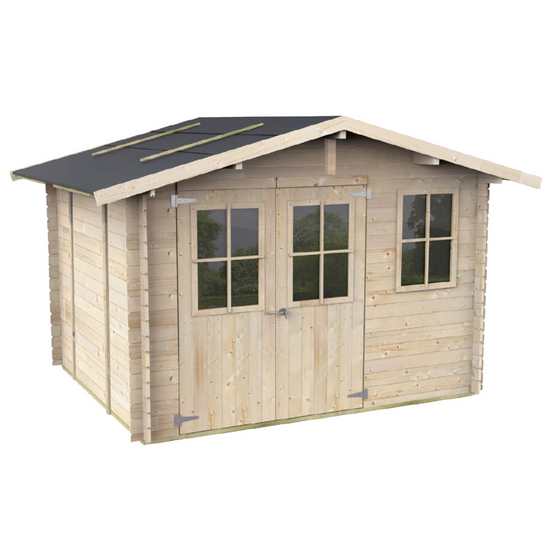 Alce Cortona Express 296x249 - Casetta da giardino in legno - Con finestre e porta a doppia anta - 296x249x220 cm