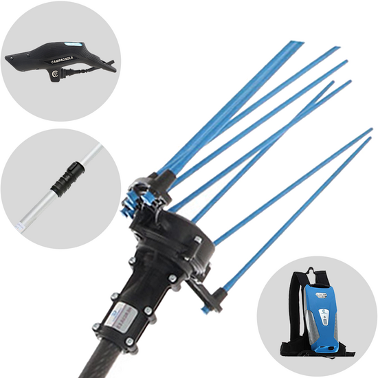 Campagnola HERCULES 58V - Asta in alluminio - 200 - 270 cm - Abbacchiatore elettrico a batteria - Batteria a zaino inclusa