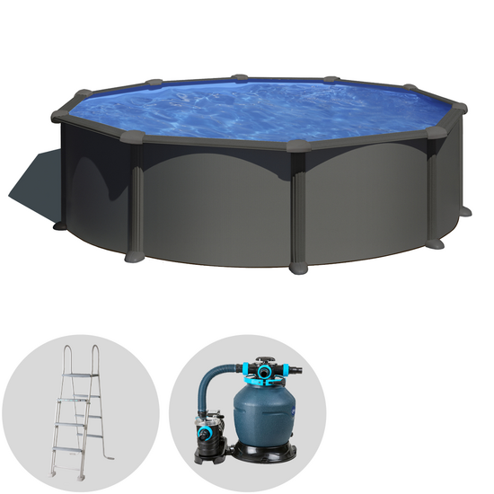 Gre Anthracite Rotonda &Oslash;460 x 132 cm - Piscina fuori terra in acciaio