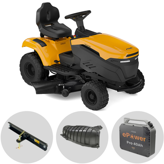 Stiga Tornado 5108e - Kit Trattorino tagliaerba con 1 modulo batteria ePower Pro da 56V/40Ah - Scarico laterale e mulching