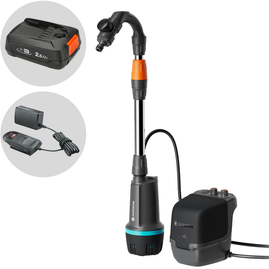 Gardena 2400 Comfort Automatic 18V P4A - Pompa sommersa a batteria per acque chiare - 18V/2,5Ah