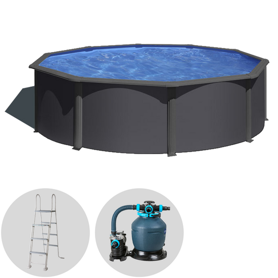 Gre Anthracite Rotonda &Oslash;460 x 120 cm - Piscina fuori terra in acciaio