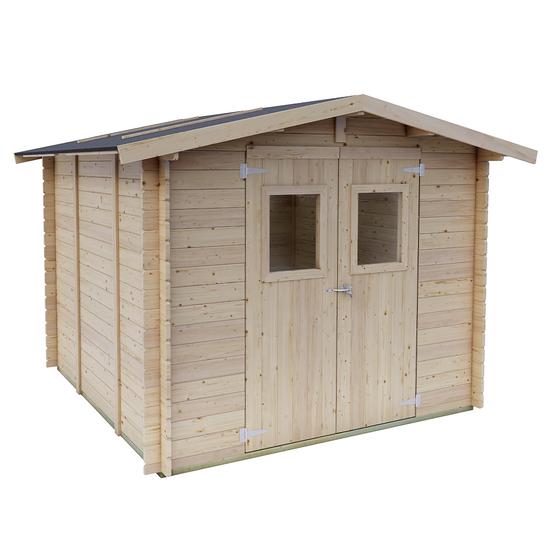 Alce Iris 249x249 - Casetta da giardino in legno - Con finestre e porta a doppia anta - 249x249x207 cm