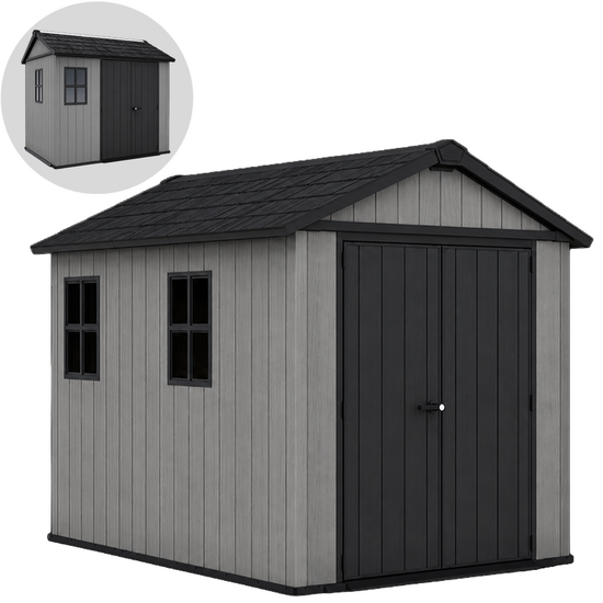 Keter Newton plus 759/975 grigia - Casetta da giardino - Con finestre - 230x287x246 cm