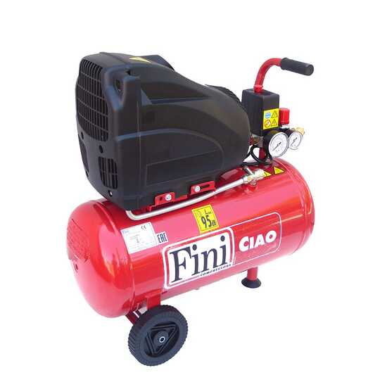 Fini Ciao 24 - Compressore aria elettrico portatile monofase, oil-less - Motore 1,5 HP - 24 lt