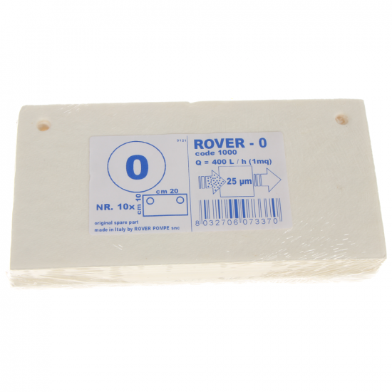 Tipo 0 - Cartoni filtranti Rover per pompe con filtro Pulcino - 20x10 cm - 10 pezzi
