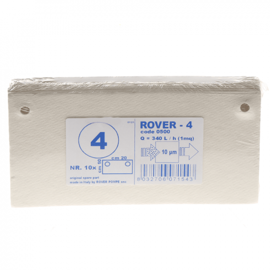 Tipo 4 - Cartoni filtranti Rover per pompe con filtro Pulcino - 20x10 cm - 10 pezzi
