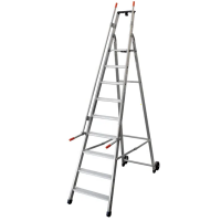 Facal Mayor&agrave; Tecnoscala QM-9, 9 gradini, 2.75 m - Scala da lavoro con ruote e maniglie - Altezza stimata operativa 3.85 m