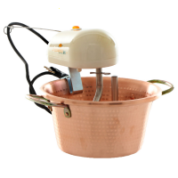 LAR Polentamatic - Paiolo in rame elettrico martellato per polenta a base piana 3.5L - max 8W