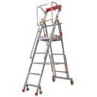 Facal Cast&agrave; CTA-5, 4 gradini, 2.32 m - Scala in alluminio pieghevole su ruote - Altezza stimata operativa 3.11 m