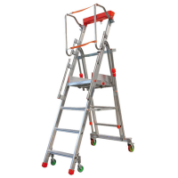 Facal Cast&agrave; CTA-4, 3 gradini, 2.04 m - Scala in alluminio pieghevole su ruote - Altezza stimata operativa 2.83 m