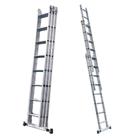 S.T.P. Tria 3TR A10100133405, 3x13 gradini, 10.05 m - Scala a sfilo in alluminio - Altezza stimata operativa 11.05 m