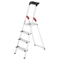 Hailo ProfiStep XXL, 4 gradini, 1.61 m - Scalandrino in alluminio con cavalletto - Altezza stimata operativa 2.60 m