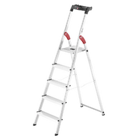 Hailo L60, 5 gradini, 1.82 m - Scalandrino in alluminio con cavalletto - Ultraleggera - Altezza stimata operativa 3.07 m