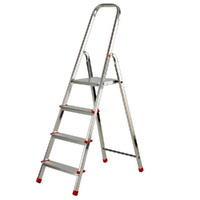 Gierre Scalamia AL140 , 4 gradini, 1.41 m - Scalandrino in alluminio con cavalletto - Altezza stimata operativa 2.70 m