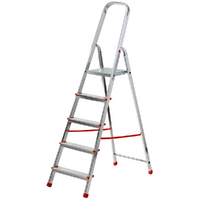 Gierre Scalamia AL150 , 5 gradini, 1.63 m - Scalandrino in alluminio con cavalletto - Altezza stimtata operativa 2.92 m