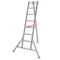 Scala a tre piedi agricola in alluminio nuova Country, 7 gradini, 2.10m - da potatura - Altezza stimata operativa 2.97 m