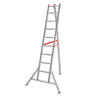 Scala a tre piedi agricola in alluminio nuova Country, 9 gradini, 2.60m - da potatura - Altezza stimata operativa 3.45 m