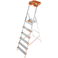 Colombo Attica S108A06P, 6 gradini, 1.29 m - Scalandrino in alluminio con cavalletto - Altezza stimata operativa 2.29 m